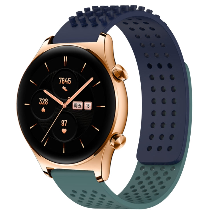 For Honor Watch GS 3 22mm Holes Breathable 3D Dots Silicone Watch Band(Midnight Blue+Olive Green) - Watch Bands by PMC TechLife | Online Shopping South Africa | PMC TechLife