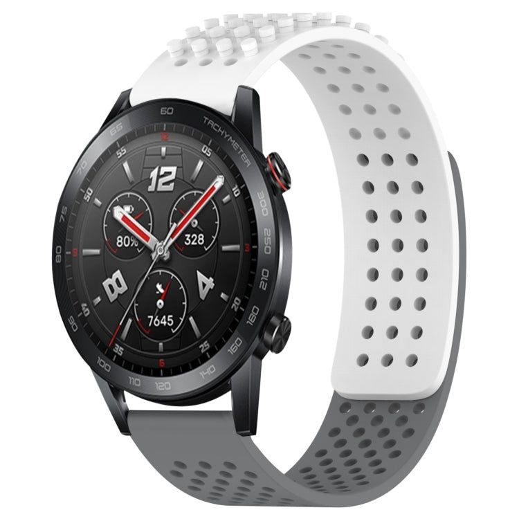 For Honor Watch GS 3i 22mm Holes Breathable 3D Dots Silicone Watch Band(White+Grey) - Watch Bands by PMC TechLife | Online Shopping South Africa | PMC TechLife