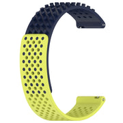 For Honor Watch GS 3i 22mm Holes Breathable 3D Dots Silicone Watch Band(Midnight Blue+Lime Green)