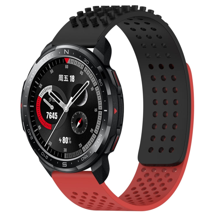 For Honor Watch GS Pro 22mm Holes Breathable 3D Dots Silicone Watch Band(Black+Red) - Watch Bands by PMC TechLife | Online Shopping South Africa | PMC TechLife