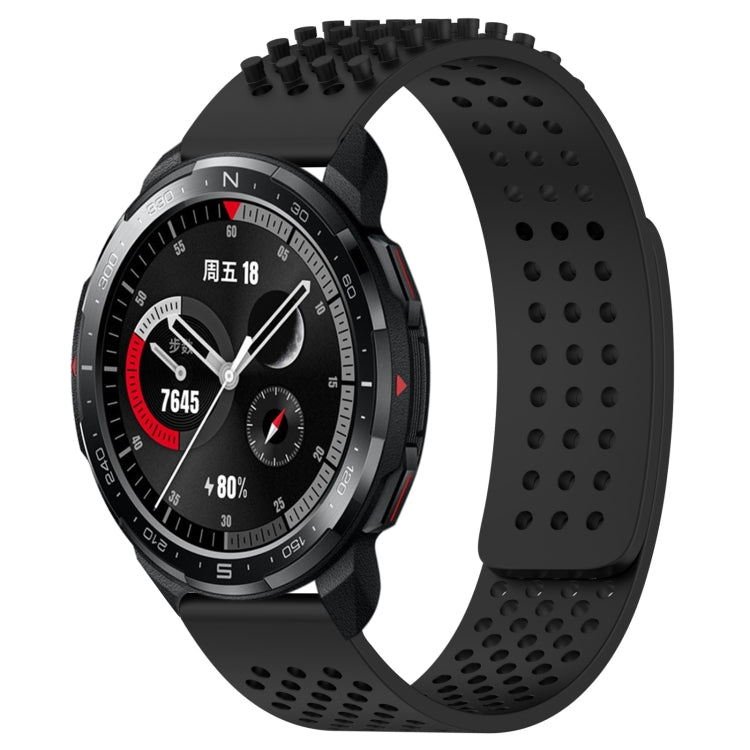 For Honor Watch GS Pro 22mm Holes Breathable 3D Dots Silicone Watch Band(Black) - Watch Bands by PMC TechLife | Online Shopping South Africa | PMC TechLife