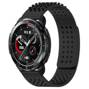 For Honor Watch GS Pro 22mm Holes Breathable 3D Dots Silicone Watch Band(Black)