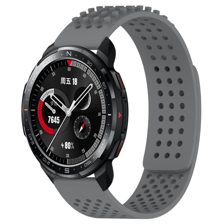 For Honor Watch GS Pro 22mm Holes Breathable 3D Dots Silicone Watch Band(Grey) - Watch Bands by PMC TechLife | Online Shopping South Africa | PMC TechLife