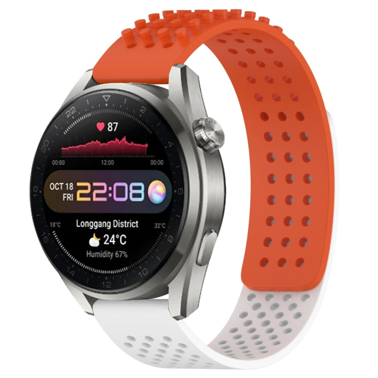 For Huawei Watch 3 Pro New 22mm Holes Breathable 3D Dots Silicone Watch Band(Orange+White) - Watch Bands by PMC TechLife | Online Shopping South Africa | PMC TechLife