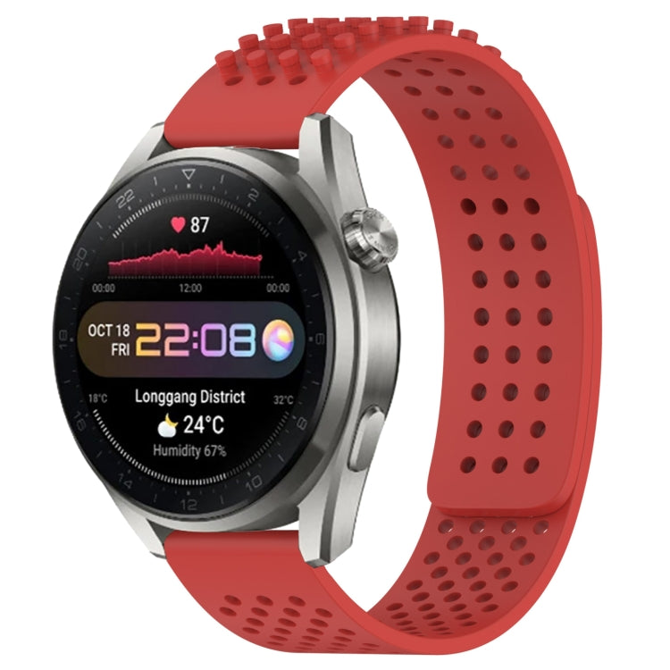 For Huawei Watch 3 Pro New 22mm Holes Breathable 3D Dots Silicone Watch Band(Red) - Watch Bands by PMC TechLife | Online Shopping South Africa | PMC TechLife