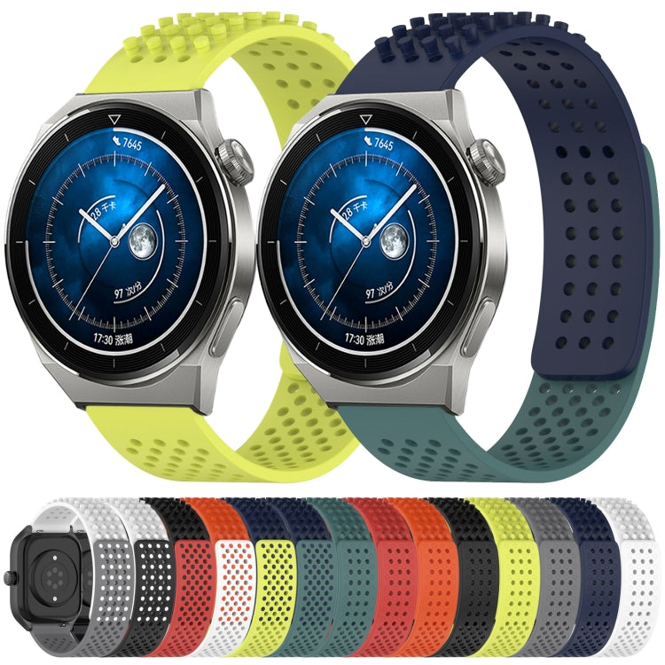 For Huawei Watch 3 Pro 22mm Holes Breathable 3D Dots Silicone Watch Band(Black)
