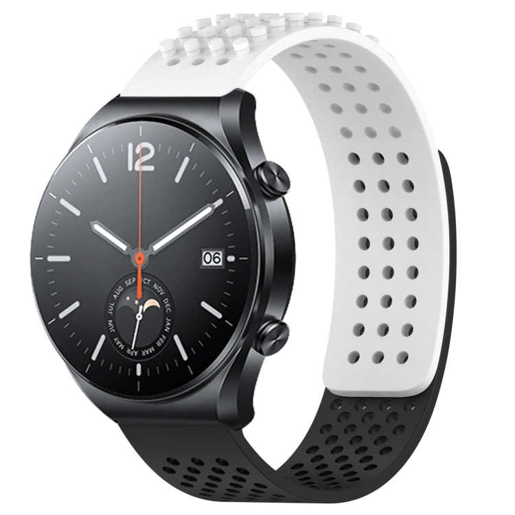 For Xiaomi MI Watch S1 22mm Holes Breathable 3D Dots Silicone Watch Band(White+Black) - Watch Bands by PMC TechLife | Online Shopping South Africa | PMC TechLife