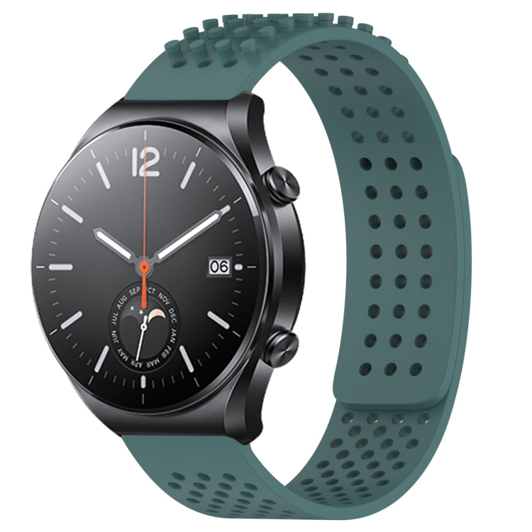 For Xiaomi MI Watch S1 22mm Holes Breathable 3D Dots Silicone Watch Band(Olive Green) - Watch Bands by PMC TechLife | Online Shopping South Africa | PMC TechLife
