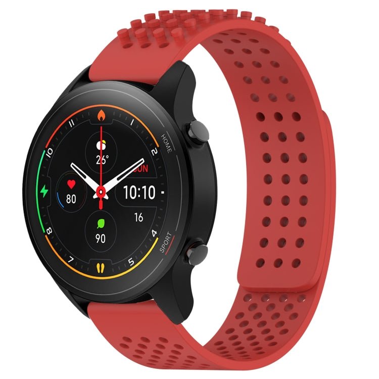 For Xiaomi MI Watch S1 Pro 22mm Holes Breathable 3D Dots Silicone Watch Band(Red) - Watch Bands by PMC TechLife | Online Shopping South Africa | PMC TechLife