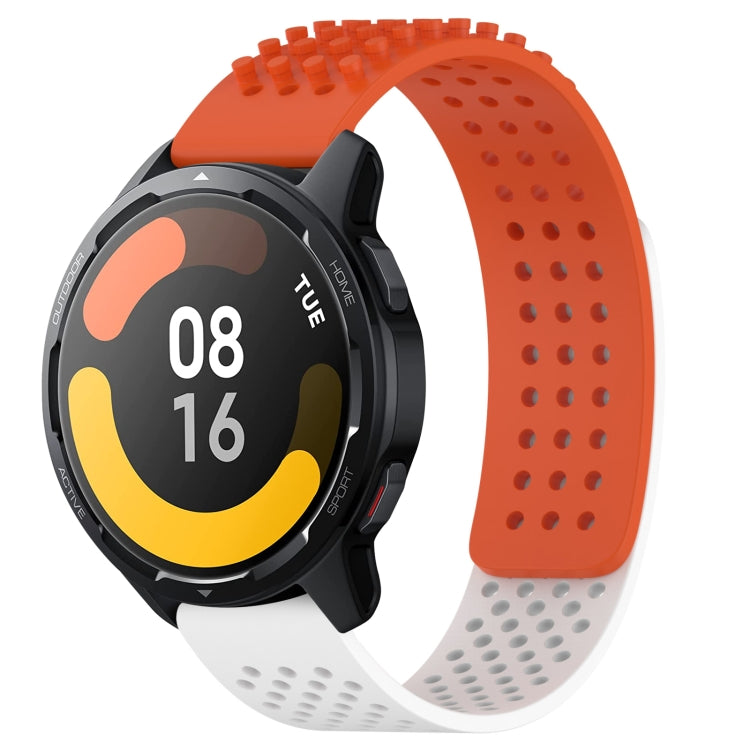 For Xiaomi Watch S1 Active 22mm Holes Breathable 3D Dots Silicone Watch Band(Orange+White) - Watch Bands by PMC TechLife | Online Shopping South Africa | PMC TechLife