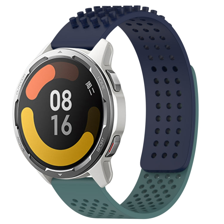 For Xiaomi MI Watch Color 2 22mm Holes Breathable 3D Dots Silicone Watch Band(Midnight Blue+Olive Green) - Watch Bands by PMC TechLife | Online Shopping South Africa | PMC TechLife