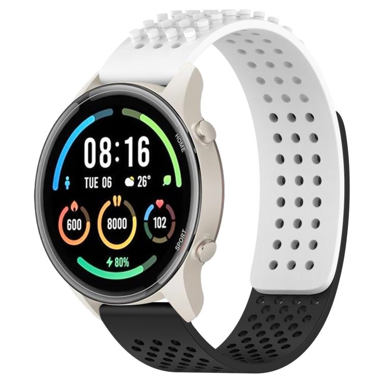 For Xiaomi MI Watch Sport 22mm Holes Breathable 3D Dots Silicone Watch Band(White+Black) - Watch Bands by PMC TechLife | Online Shopping South Africa | PMC TechLife