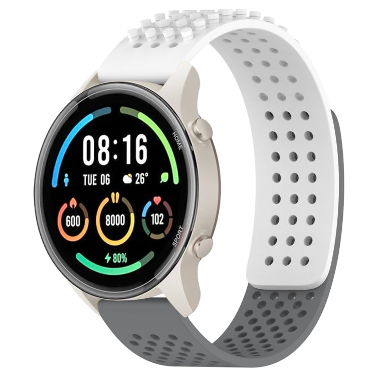 For Xiaomi MI Watch Sport 22mm Holes Breathable 3D Dots Silicone Watch Band(White+Grey) - free shipping - PMC TechLife - Order now!