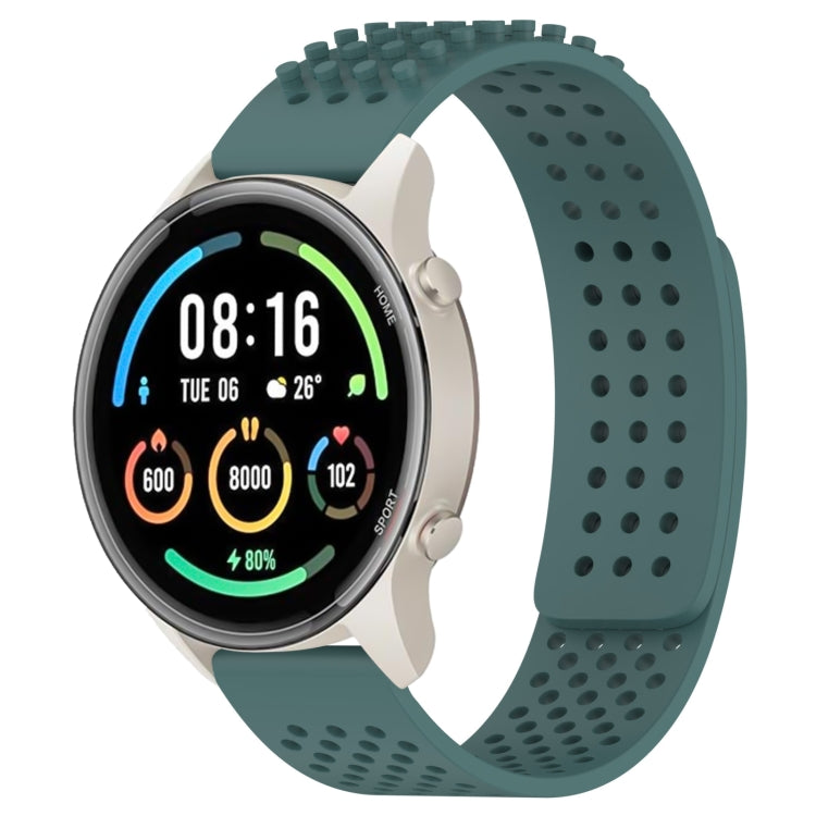 For Xiaomi MI Watch Sport 22mm Holes Breathable 3D Dots Silicone Watch Band(Olive Green) - Watch Bands by PMC TechLife | Online Shopping South Africa | PMC TechLife
