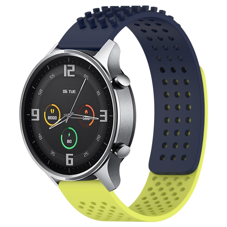 For Xiaomi MI Watch Color 22mm Holes Breathable 3D Dots Silicone Watch Band(Midnight Blue+Lime Green) - Watch Bands by PMC TechLife | Online Shopping South Africa | PMC TechLife