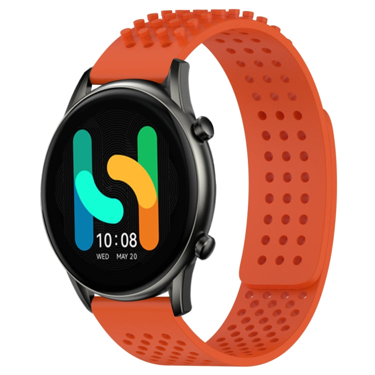 For Xiaomi Haylou RT2 LS10 22mm Holes Breathable 3D Dots Silicone Watch Band(Orange) - Watch Bands by PMC TechLife | Online Shopping South Africa | PMC TechLife