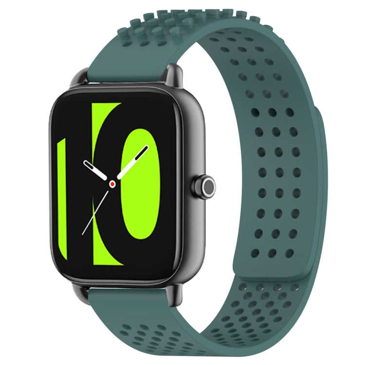 For Xiaomi Haylou RS4 LS12 22mm Holes Breathable 3D Dots Silicone Watch Band(Olive Green) - Watch Bands by PMC TechLife | Online Shopping South Africa | PMC TechLife
