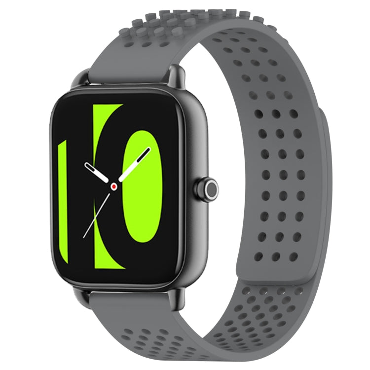 For Xiaomi Haylou RS4 LS12 22mm Holes Breathable 3D Dots Silicone Watch Band(Grey) - Watch Bands by PMC TechLife | Online Shopping South Africa | PMC TechLife