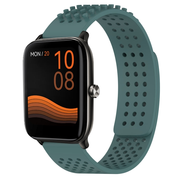 For Xiaomi Haylou GST LS09B 22mm Holes Breathable 3D Dots Silicone Watch Band(Olive Green) - Watch Bands by PMC TechLife | Online Shopping South Africa | PMC TechLife