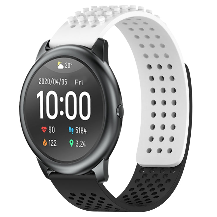 For Xiaomi Haylou RT LS05S 22mm Holes Breathable 3D Dots Silicone Watch Band(White+Black) - Watch Bands by PMC TechLife | Online Shopping South Africa | PMC TechLife