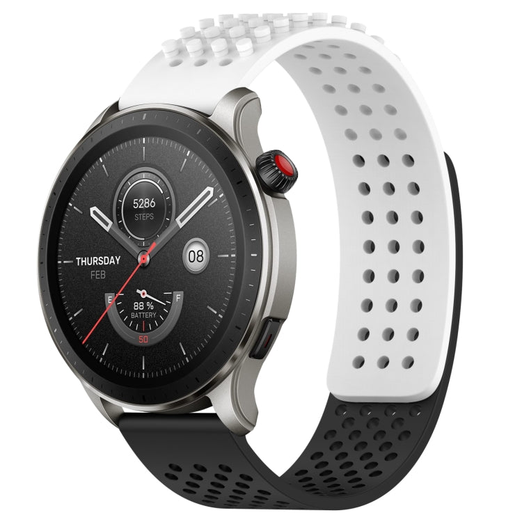 For Amazfit GTR 4 22mm Holes Breathable 3D Dots Silicone Watch Band(White+Black) - Watch Bands by PMC TechLife | Online Shopping South Africa | PMC TechLife