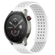 For Amazfit GTR 4 22mm Holes Breathable 3D Dots Silicone Watch Band(White)