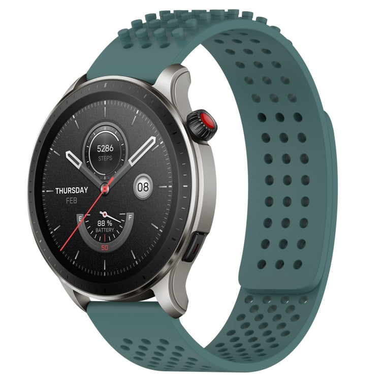 For Amazfit GTR 4 22mm Holes Breathable 3D Dots Silicone Watch Band(Olive Green) - Watch Bands by PMC TechLife | Online Shopping South Africa | PMC TechLife