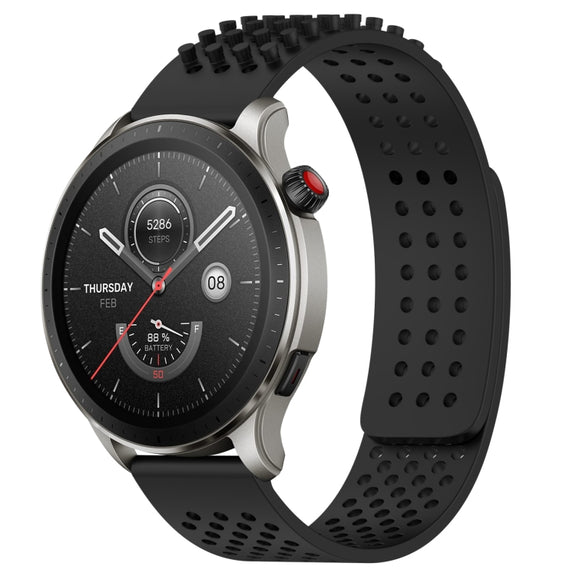 For Amazfit GTR 4 22mm Holes Breathable 3D Dots Silicone Watch Band(Black)