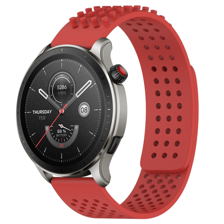 For Amazfit GTR 4 22mm Holes Breathable 3D Dots Silicone Watch Band(Red) - Watch Bands by PMC TechLife | Online Shopping South Africa | PMC TechLife