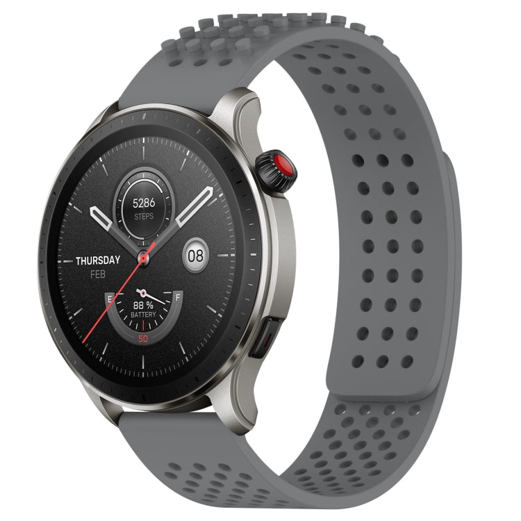 For Amazfit GTR 4 22mm Holes Breathable 3D Dots Silicone Watch Band(Grey) - Watch Bands by PMC TechLife | Online Shopping South Africa | PMC TechLife