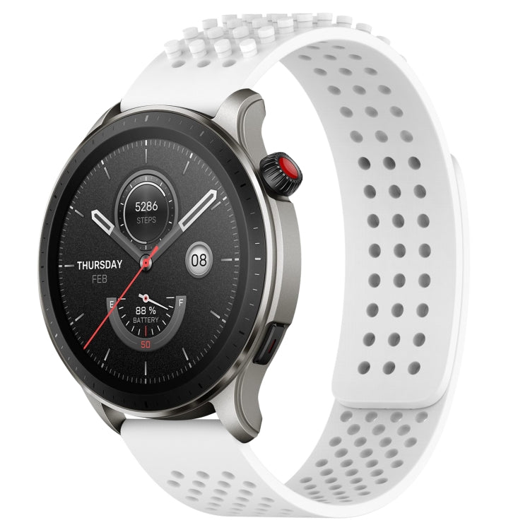 For Amazfit GTR 4 Pro 22mm Holes Breathable 3D Dots Silicone Watch Band(White) - Watch Bands by PMC TechLife | Online Shopping South Africa | PMC TechLife