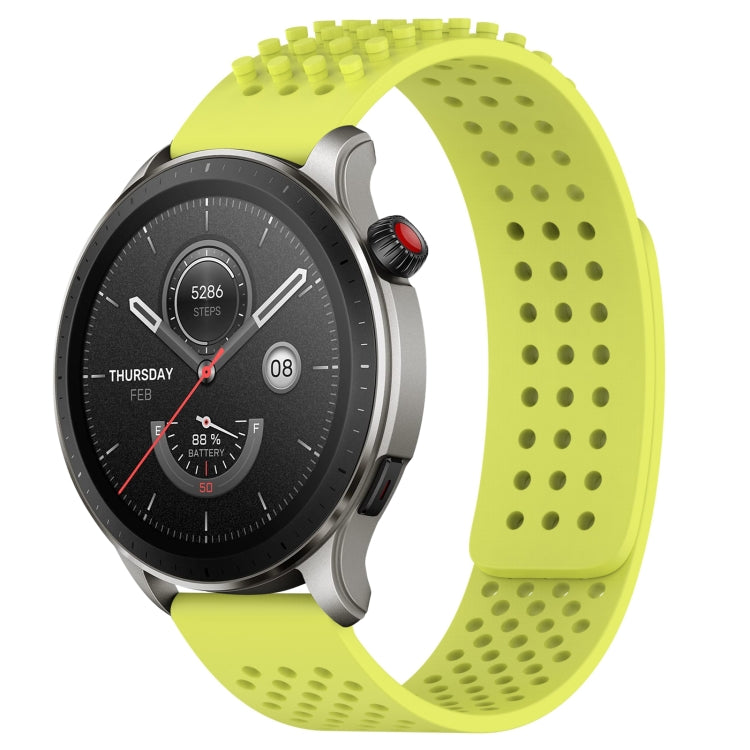 For Amazfit GTR 4 Pro 22mm Holes Breathable 3D Dots Silicone Watch Band(Lime Green) - Watch Bands by PMC TechLife | Online Shopping South Africa | PMC TechLife
