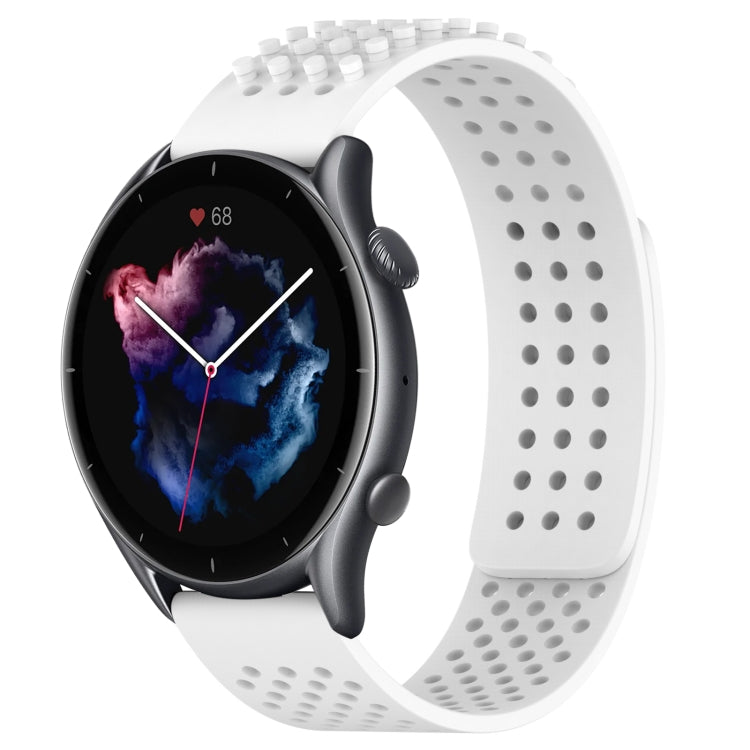 For Amazfit GTR 3 22mm Holes Breathable 3D Dots Silicone Watch Band(White) - Watch Bands by PMC TechLife | Online Shopping South Africa | PMC TechLife