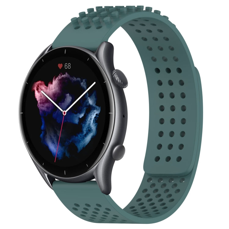 For Amazfit GTR 3 22mm Holes Breathable 3D Dots Silicone Watch Band(Olive Green) - free shipping - PMC TechLife - Order now!