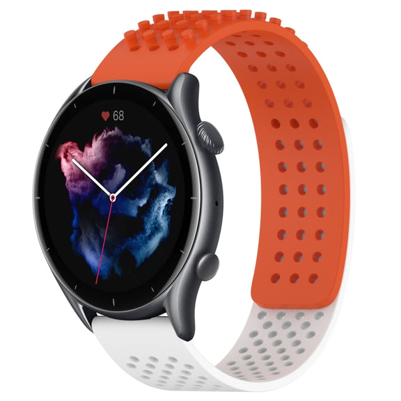 For Amazfit GTR 3 Pro 22mm Holes Breathable 3D Dots Silicone Watch Band(Orange+White)