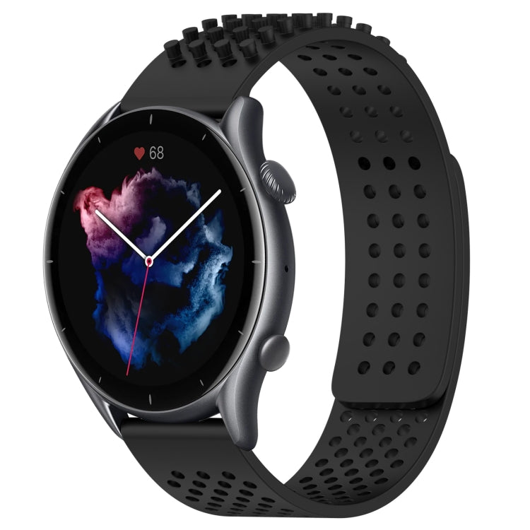 For Amazfit GTR 3 Pro 22mm Holes Breathable 3D Dots Silicone Watch Band(Black) - Watch Bands by PMC TechLife | Online Shopping South Africa | PMC TechLife