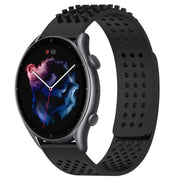 For Amazfit GTR 3 Pro 22mm Holes Breathable 3D Dots Silicone Watch Band(Black)