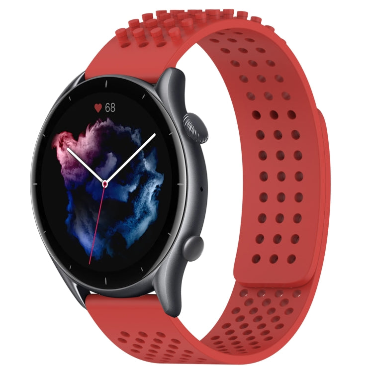 For Amazfit GTR 3 Pro 22mm Holes Breathable 3D Dots Silicone Watch Band(Red) - Watch Bands by PMC TechLife | Online Shopping South Africa | PMC TechLife