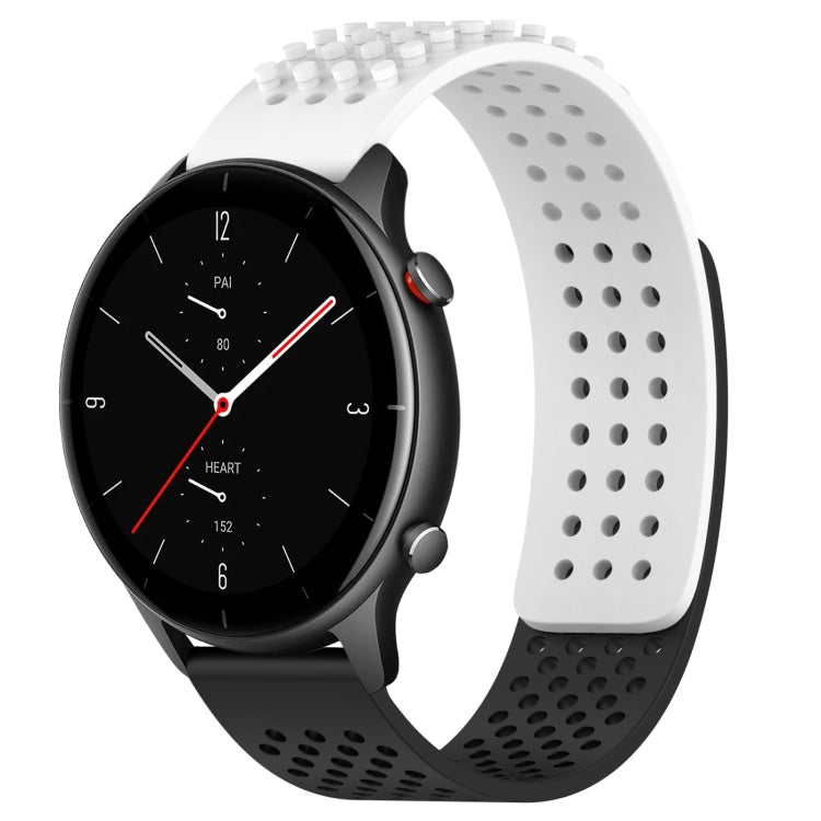 For Amazfit GTR 2e 22mm Holes Breathable 3D Dots Silicone Watch Band(White+Black) - Watch Bands by PMC TechLife | Online Shopping South Africa | PMC TechLife