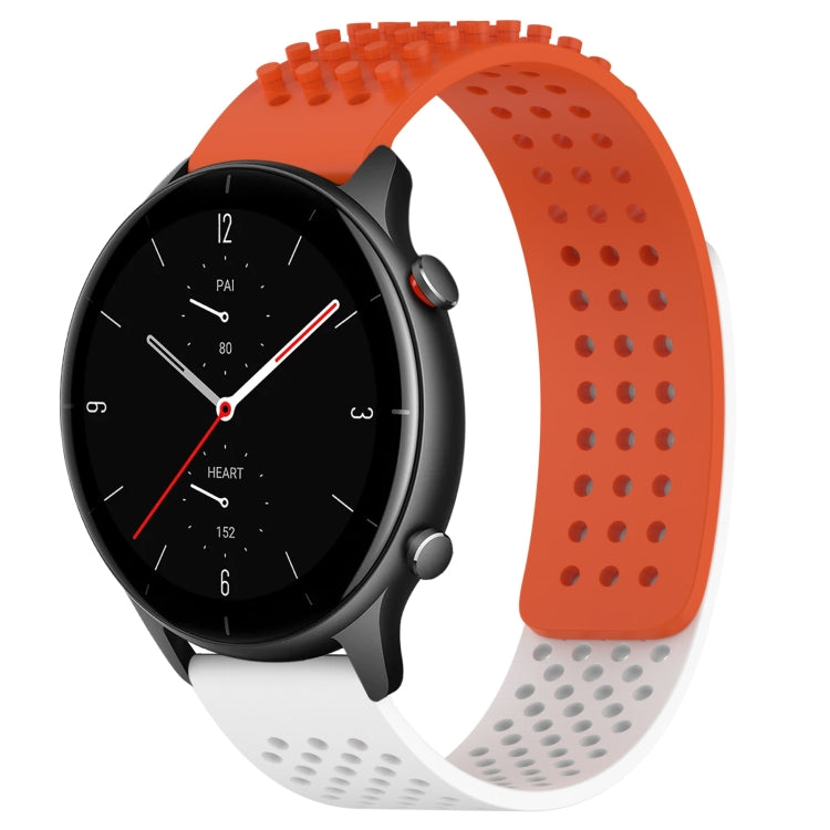 For Amazfit GTR 2e 22mm Holes Breathable 3D Dots Silicone Watch Band(Orange+White) - Watch Bands by PMC TechLife | Online Shopping South Africa | PMC TechLife