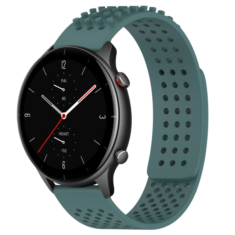 For Amazfit GTR 2e 22mm Holes Breathable 3D Dots Silicone Watch Band(Olive Green) - free shipping - PMC TechLife - Order now!