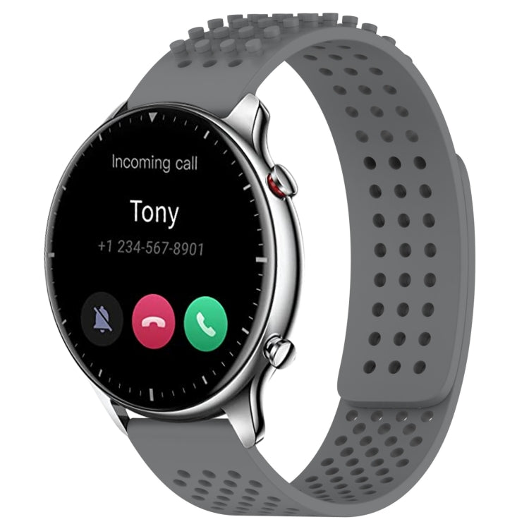 For Amazfit GTR 2 22mm Holes Breathable 3D Dots Silicone Watch Band(Grey) - free shipping - PMC TechLife - Order now!