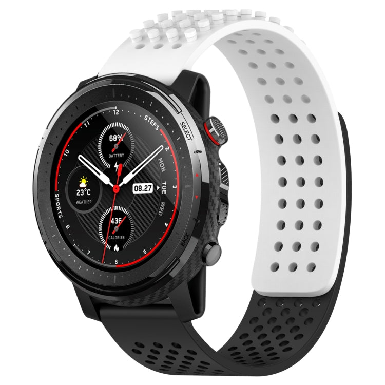 For Amazfit 3 22mm Holes Breathable 3D Dots Silicone Watch Band(White+Black) - Watch Bands by PMC TechLife | Online Shopping South Africa | PMC TechLife