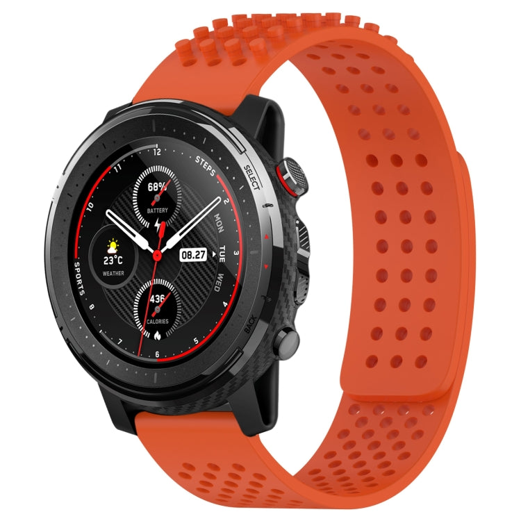 For Amazfit 3 22mm Holes Breathable 3D Dots Silicone Watch Band(Orange) - Watch Bands by PMC TechLife | Online Shopping South Africa | PMC TechLife