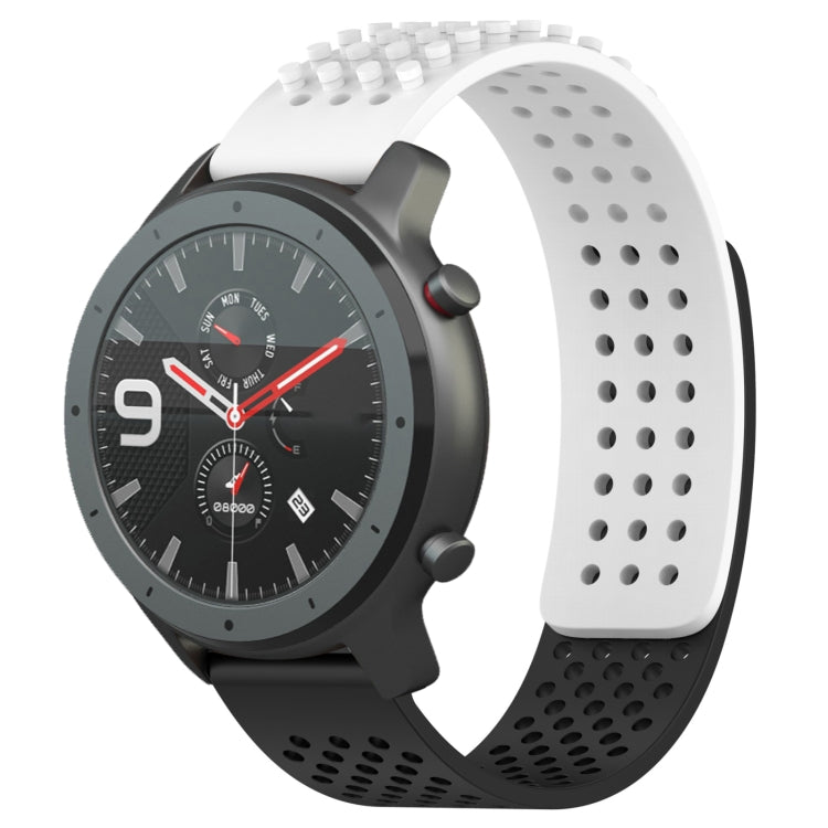 For Amazfit GTR 47mm 22mm Holes Breathable 3D Dots Silicone Watch Band(White+Black) - Watch Bands by PMC TechLife | Online Shopping South Africa | PMC TechLife