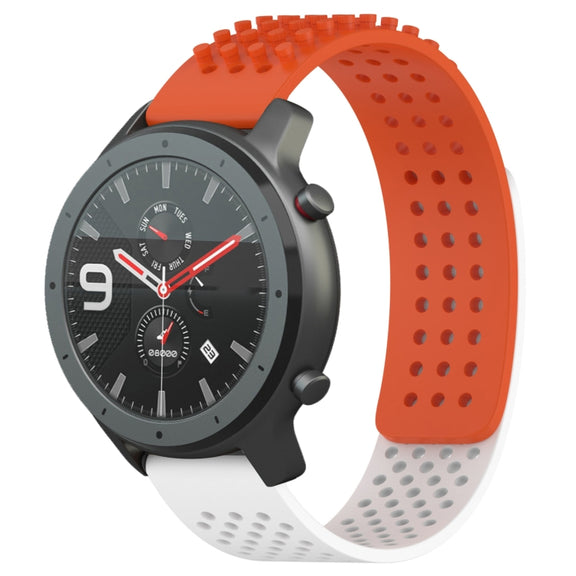 For Amazfit GTR 47mm 22mm Holes Breathable 3D Dots Silicone Watch Band(Orange+White)