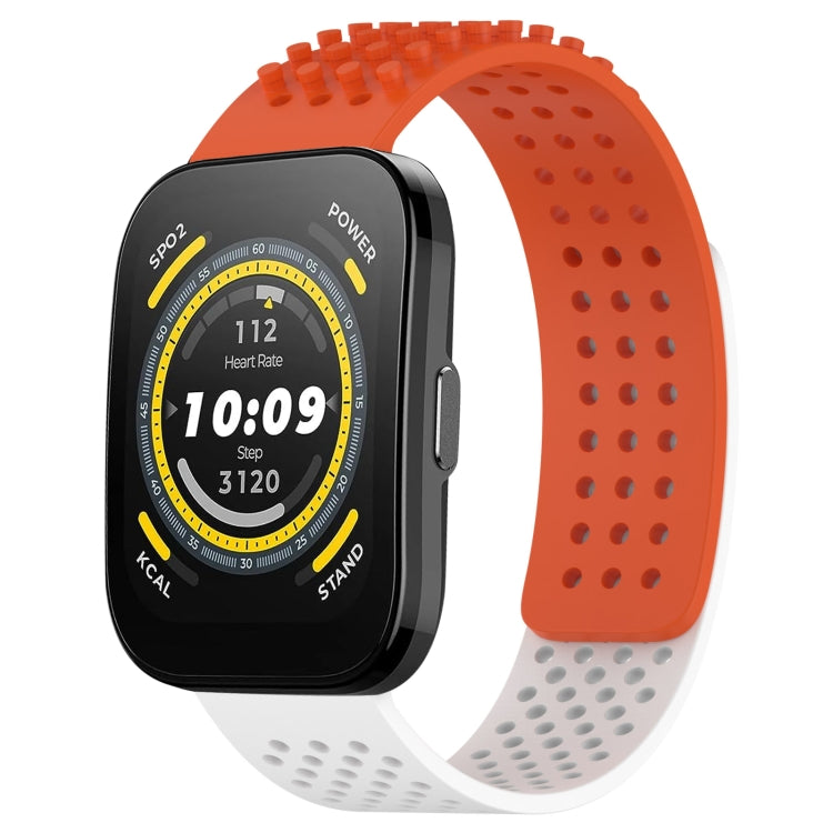 For Amazfit Bip 5 22mm Holes Breathable 3D Dots Silicone Watch Band(Orange+White) - Watch Bands by PMC TechLife | Online Shopping South Africa | PMC TechLife