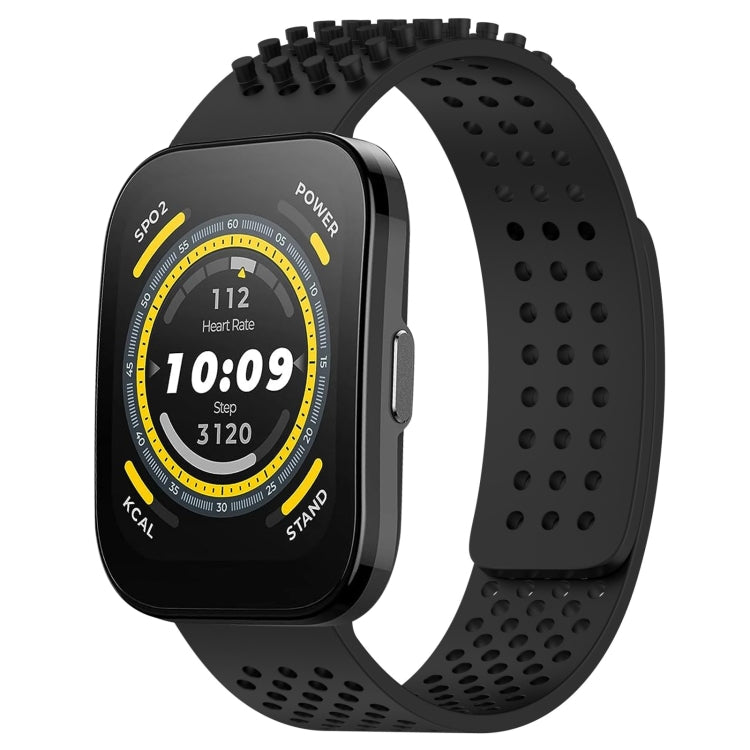 For Amazfit Bip 5 22mm Holes Breathable 3D Dots Silicone Watch Band(Black) - Watch Bands by PMC TechLife | Online Shopping South Africa | PMC TechLife | Buy Now Pay Later Mobicred