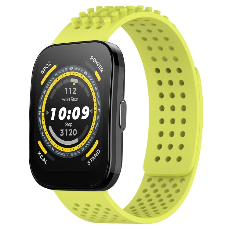 For Amazfit Bip 5 22mm Holes Breathable 3D Dots Silicone Watch Band(Lime Green) - Watch Bands by PMC TechLife | Online Shopping South Africa | PMC TechLife