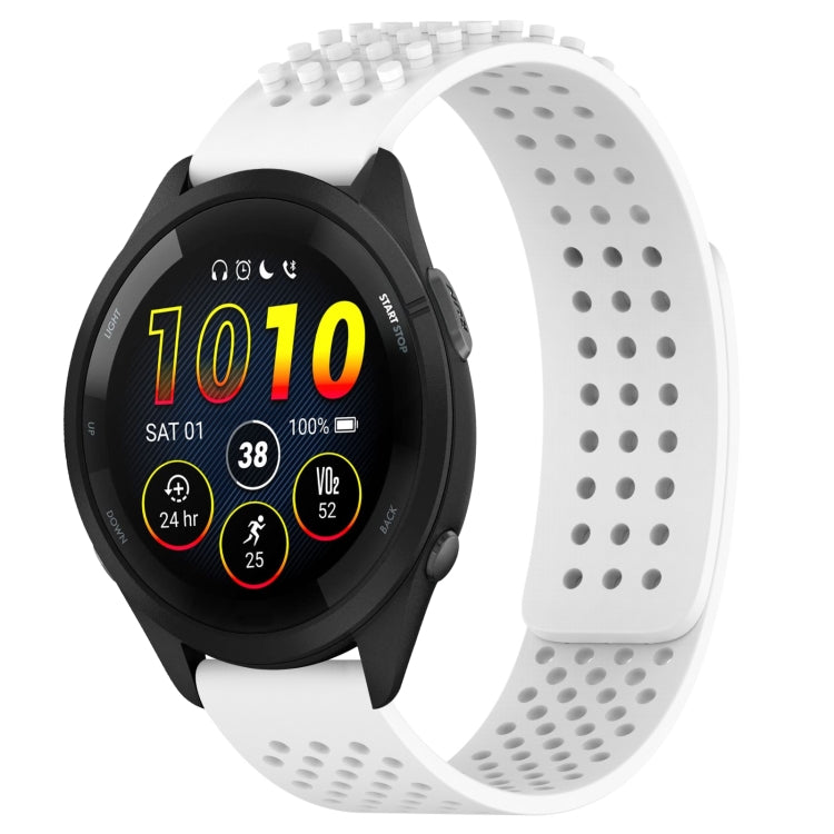 For Garmin Forerunner 265 22mm Holes Breathable 3D Dots Silicone Watch Band(White) - Watch Bands by PMC TechLife | Online Shopping South Africa | PMC TechLife